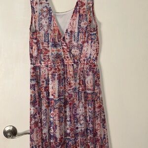 Floral Pattern Sleeveless Wrap Maxi Dress - Pink Multi